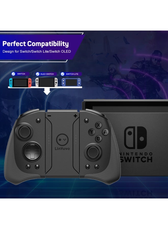LinYuvo وحدة تحكم ألعاب بلوتوث Classic Joypad LinYuvo KS33 لجهاز Switch وSwitch Lite وSwitch OLED مع 8 ألوان من إضاءة RGB، عصا تحكم معدنية، جيروسكوب بستة محاور، وظيفة Turbo، اهتزاز مزدوج قابل للتعديل، وظيفة إيقاظ، تحكم بالحركة، انفجار سريع، بطارية 500mAh - Image 5
